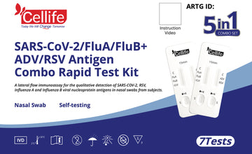 Cellife SARS-CoV-2/FluA/FluB+ADV/RSV Antigen Combo Rapid Test Kit (5 in 1) 1/4/7 Pack (pending TGA)